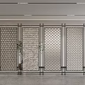 Modern Metal Room Divider With Perforated Geometric Patterns For Interior Decoration 3d model