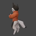 3D Game and Movie Cat Character Wearing Orange Sweater Holding Cup Against Purple Background