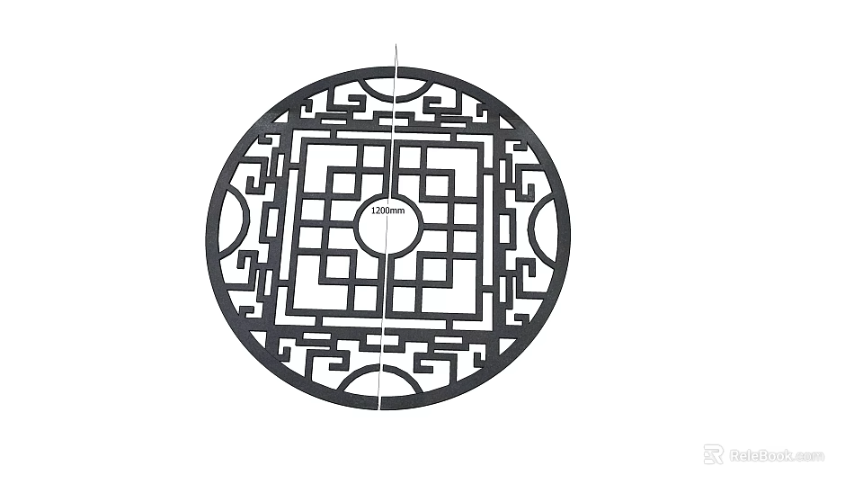 Traditional Chinese Round Garden Ornament With Intricate Geometric Cutout Patterns 3d model 
