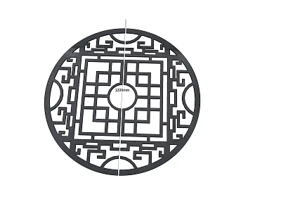 Traditional Chinese Round Garden Ornament With Intricate Geometric Cutout Patterns 3d model