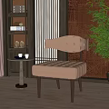 Beige Tufted Single Sofa With Side Table And Green Plant In Cozy Room
