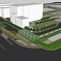 Municipal Road with Lined Trees Green Belts Parking Spaces and Sidewalks