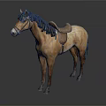 Realistic Brown Horse With Black Mane Tail And Leather Saddle 3d model