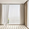 Modern Layered Curtains With Sheer White And Beige For Window In Bright Room