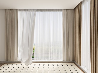 curtain fabric curtain gauze curtain 3d model