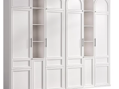 White Dresser with Multiple Doors Drawers Glass Doors and Open Shelves in Sleek Design 3d model