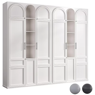 White Dresser with Multiple Doors Drawers Glass Doors and Open Shelves in Sleek Design 3d model