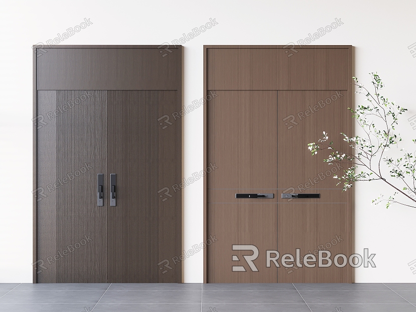 Solid wood double door opposite door model