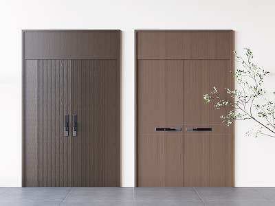 Solid wood double door opposite door model