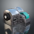 Industrial Silver Metallic Mechanical Device With Green Label Knob And Ports