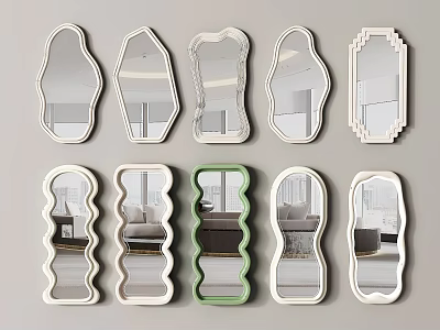 Various Shaped Decorative Mirrors With Modern Frames For Home Interior Decoration 3d model