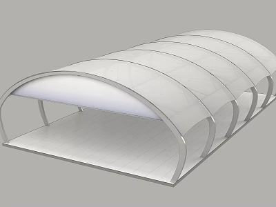 Modern Transparent Canopy with Curved Metal Frame Structure for Outdoor Patio Shade Solution 3d model
