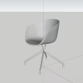 White Modern Office Chair With Curved Backrest And Sleek Metal Base