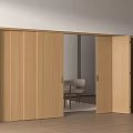 Modern Light Wood Sliding Doors Open To Dining Area In Minimalist Interior Design