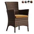 Brown Wicker Leisure Chair With Armrests And Beige Cushion For Comfort Design
