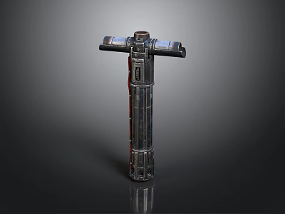 Futuristic Sci Fi Weapon Design With Metal Cross Shaped Handle And Detailed Components 3d model