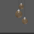 Modern Decorative Spherical Woven Gold Pendant Light With White Base 3d model