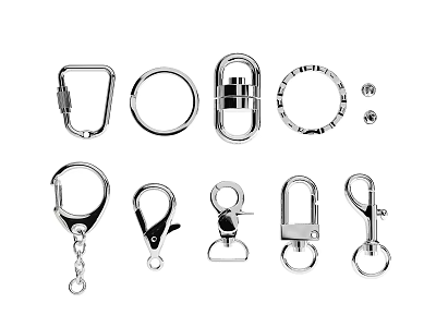Assorted Metal Jewelry Findings Including Clasps Hooks Rings And Links For Crafting 3d model