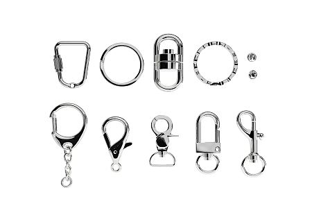 Modern Keychain Lock Iron Ring 3d model