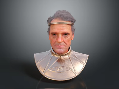 Male Character 3D Model With Headband And Metallic Shoulder Armor 3d model
