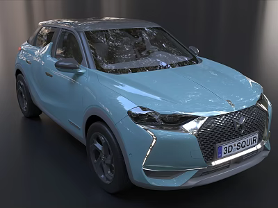 Light Blue SUV With Modern Front Grille And Sleek Exterior Design 3d model