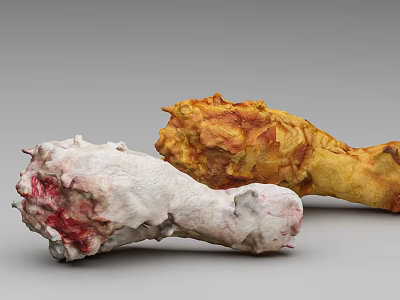 Raw and Crispy Fried Chicken Drumsticks with Golden Coating and Raw Texture 3d model