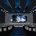 Modern KTV Interior Design With Hi Tech Lighting Comfortable Sofas And Large Screens 3d model