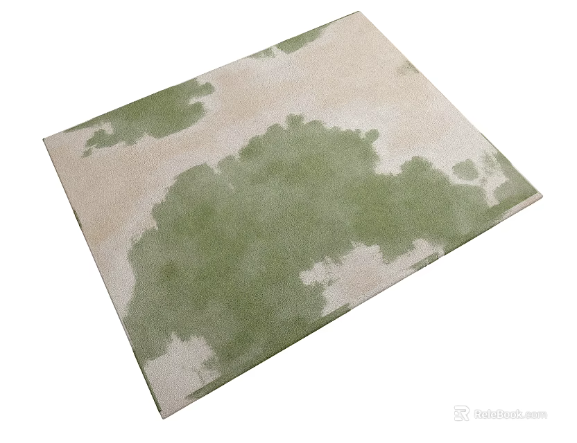 Modern Green and Beige Watercolor Pattern Square Area Rug for Home Decor 3d model 