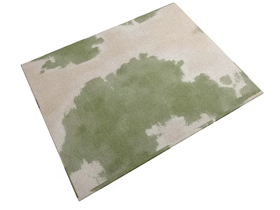 Modern Green and Beige Watercolor Pattern Square Area Rug for Home Decor 3d model