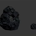 Wood Stone Material Dark Cubes Irregularly Stacked One Larger One Smaller Gray Gradient Background 3d model