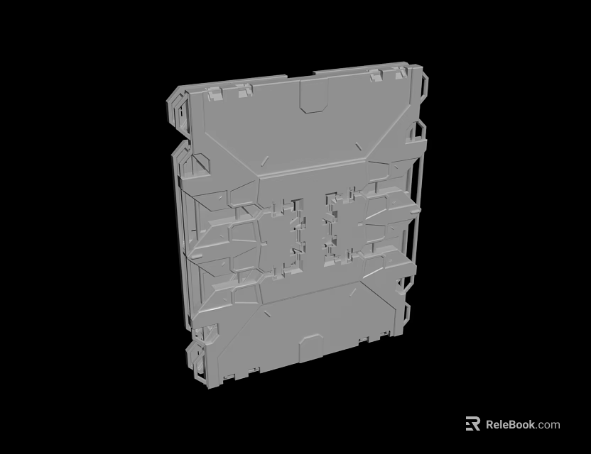 Gray Mechanical Frame Structure With Multiple Holes And Connecting Parts 3d model 