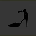 Black Pointed Toe High Heels With Ankle Strap Buckle And Orange Insole