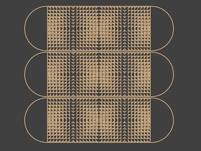 Three Panel Decorative Screen With Intricate Geometric Patterns And Golden Design 3d model
