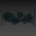 Black Metal Shelf Decorative Ornament Set With Silver Teapot Glass Cups And White Mugs
