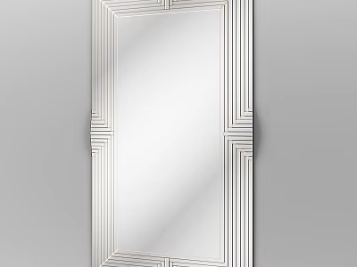 Rectangular Wall Mounted Mirror With Decorative Geometric Striped Frame And Modern Design 3d model