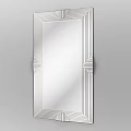 Rectangular Wall Mounted Mirror With Decorative Geometric Striped Frame And Modern Design 3d model