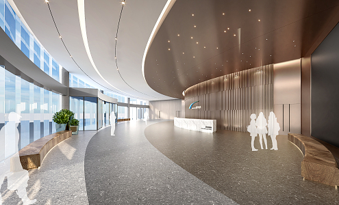 Modern Hall Corporate Lobby 3d model