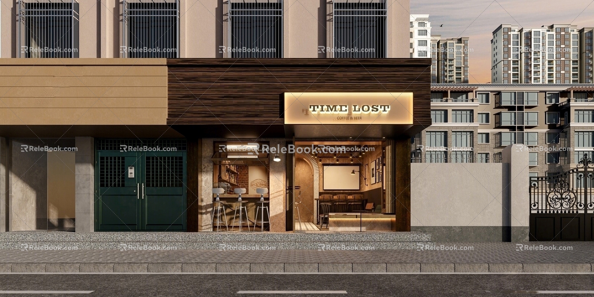 Modern Door Head Cafe Door Head Facade 3d model