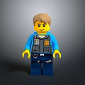 Lego Police Minifigure Featuring Blue Uniform Black Tactical Vest Police Badge And Yellow Hands