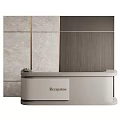 Modern Sleek Reception Desk Interior Design With Light Countertop And Wooden Stone Wall