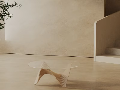Modern Minimalist Sofa and Coffee Table Set With Fabric Upholstery And Glass Top Wooden Base 3d model