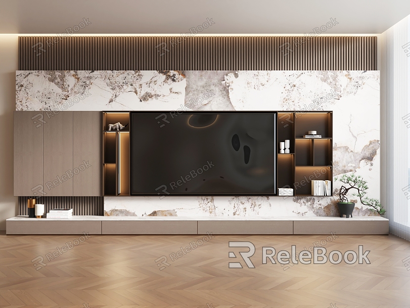 TV background wall TV cabinet background wall modeling model