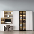 Bookcase Combination Cream Style Simple Advanced Warm Light Decorative Cabinet Computer 3d model