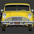 Shiny Yellow Classic Car With Retro Design Chrome Accents And White Wall Tires