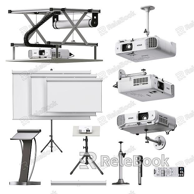 Projection Equipment Projector Screen Triangle Bracket Microphone Remote Control model