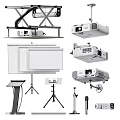 Projection Equipment Projector Screen Triangle Bracket Microphone Remote Control 3d model