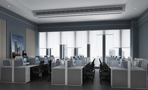 Open office in modern public office area 3d model