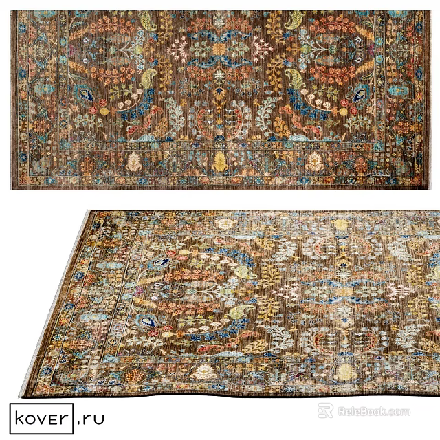 Square Rug With Intricate Traditional Patterns And Rich Multicolor Tones For Living Room Decor 3d model 