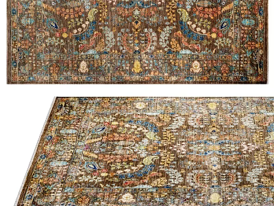 Square Rug With Intricate Traditional Patterns And Rich Multicolor Tones For Living Room Decor 3d model