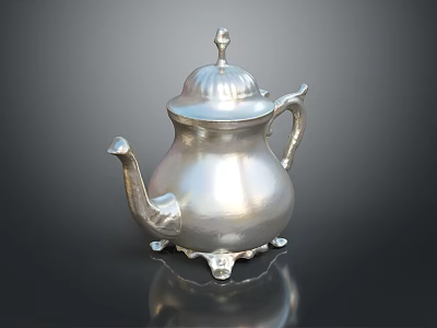 Elegant Silver Teapot With Decorative Lid Curved Spout And Sturdy Base 3d model